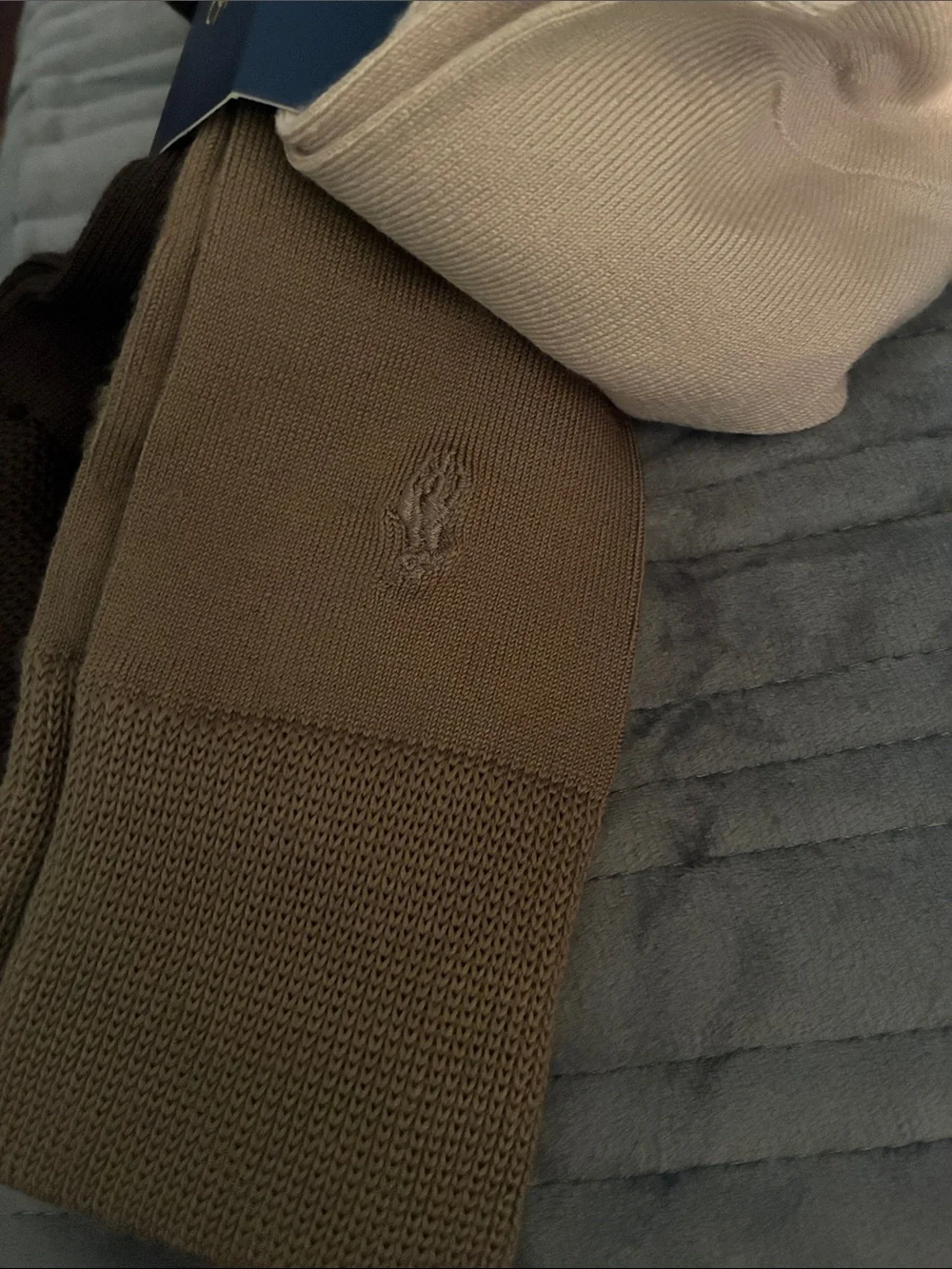 Polo by Ralph Lauren Men’s Socks Trio in Cream, Brown, Tan